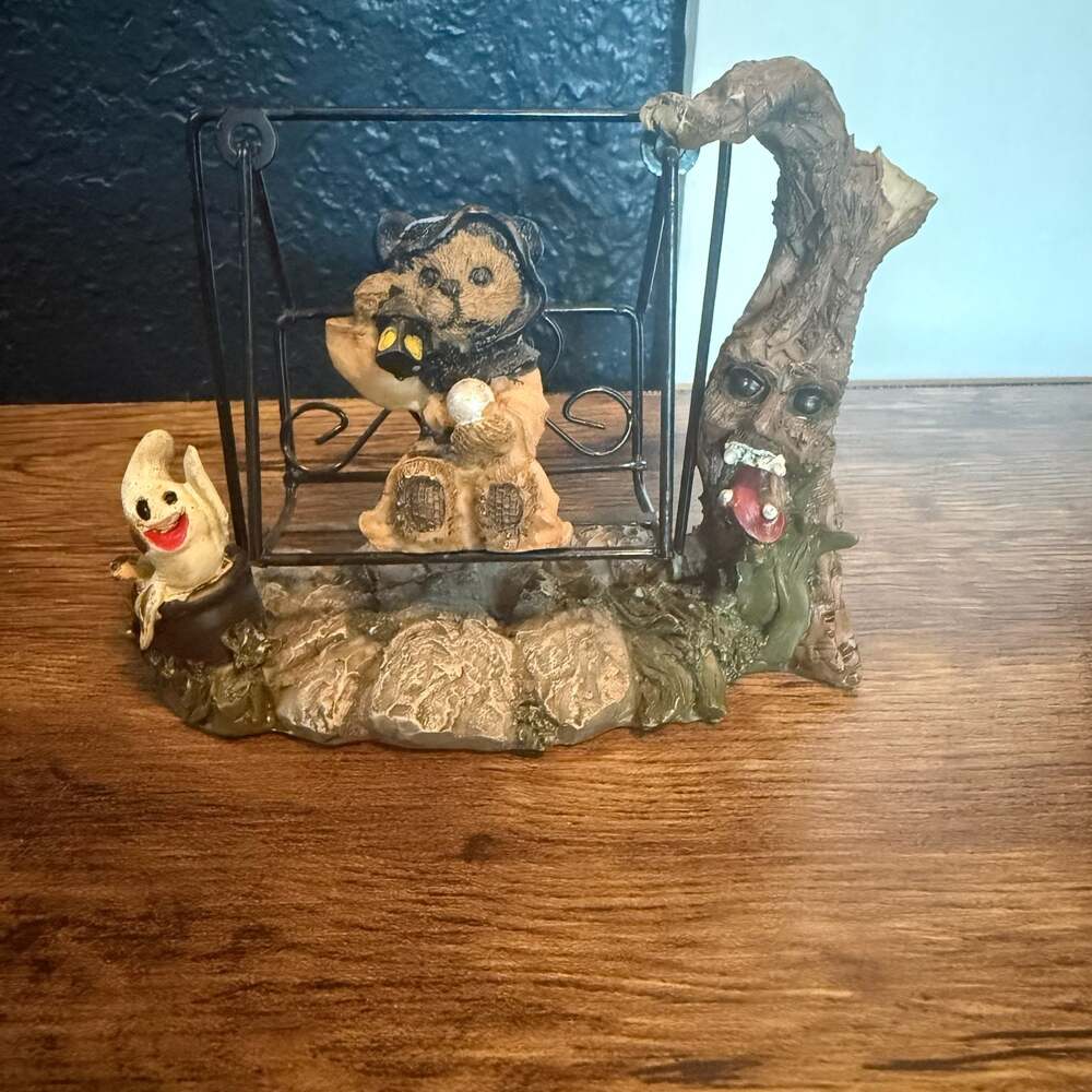 Spooky Snake Tree Vintage K's Collection Halloween Swinging Figurine BearGhost